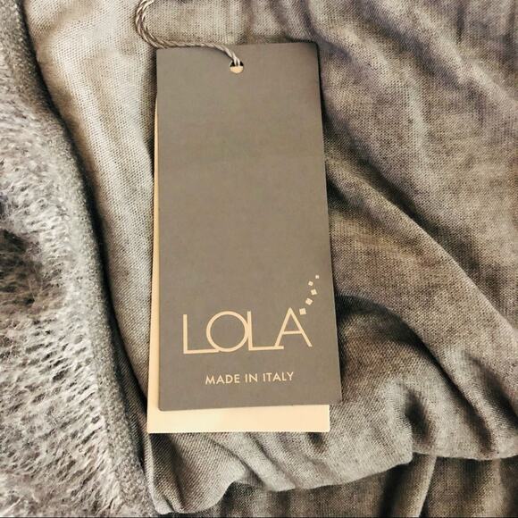 NEW LOLA grey mohair Viscose floral boho lagenlook tunic ruffle mesh sweater OS - Picture 8 of 10